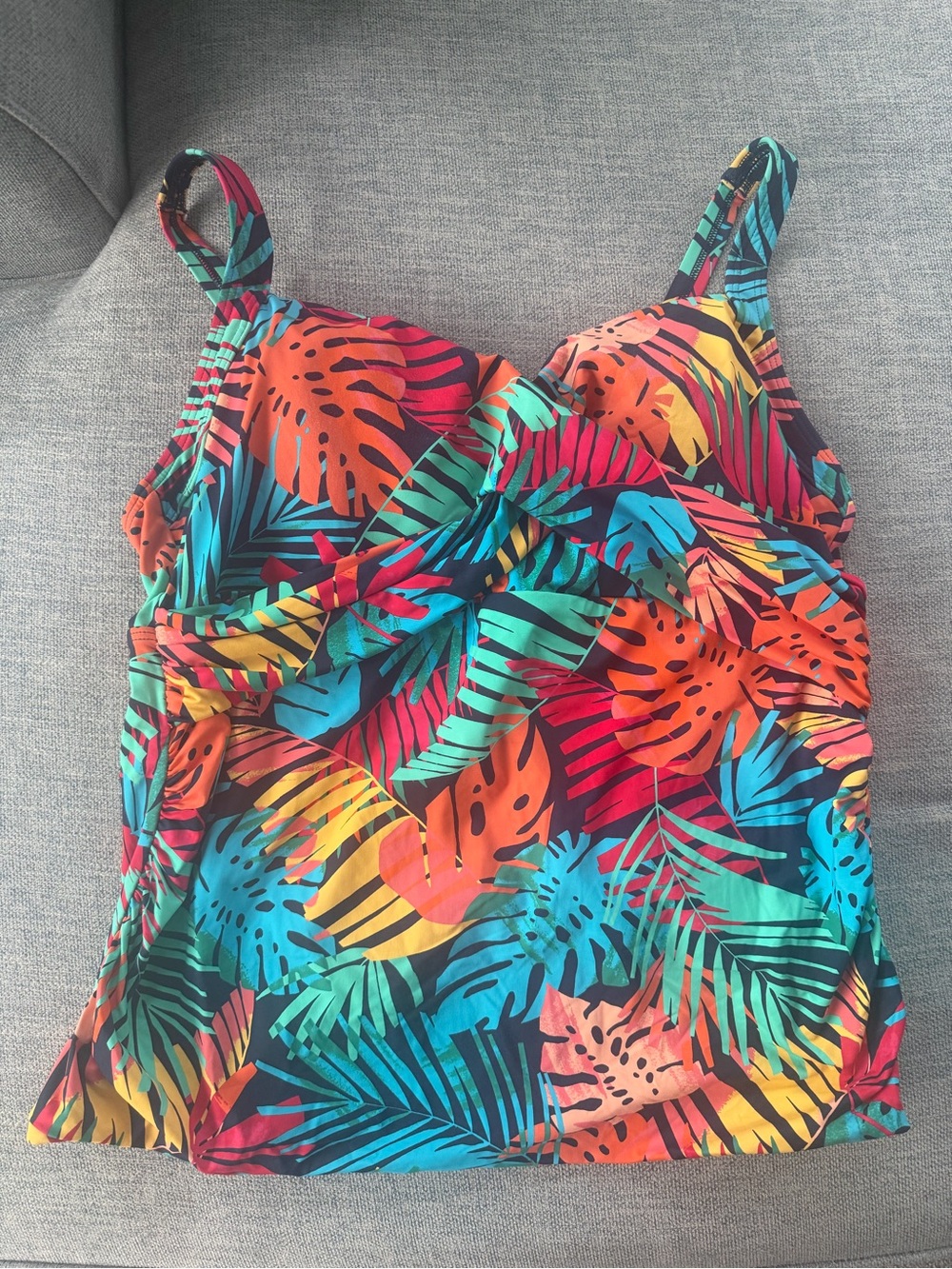 Lands' End Navy and White Swim Top